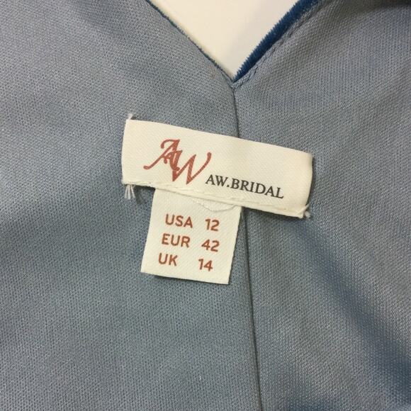 AW BRIDAL SZ 12 L Midnight Navy Conch wrap mother of bride party maxi dress b143 - Picture 9 of 10